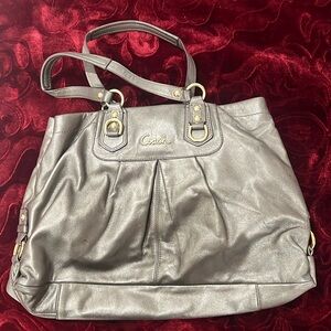 COACH Ashley Steel Leather Carryall Convertible Satchel Handbag
USED
